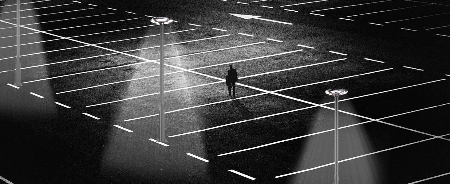 3500W Commercial Solar Round 360° Wide Angle Pole Outdoor Lamp Post Light with 98 inch Pole IP67 Waterproof With Remote