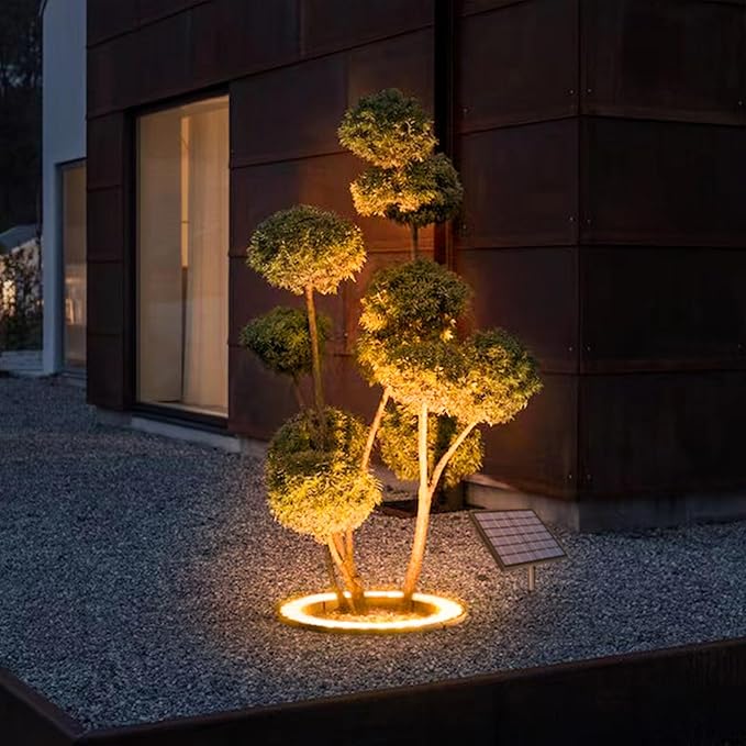 Aluminum Solar Palm Tree Lights Outdoor Uplight Landscape Spotlights Solar Powered 32 LEDs