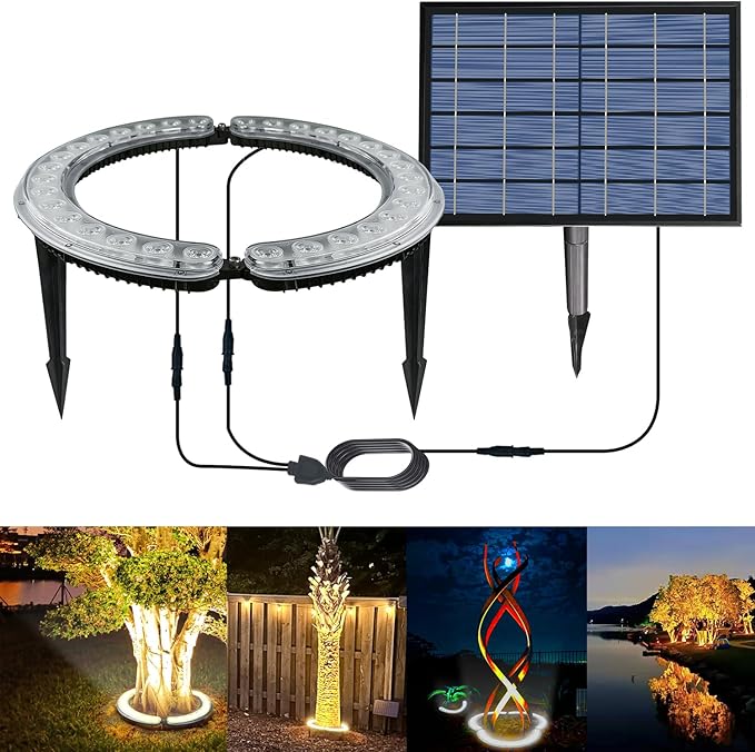 Aluminum Solar Palm Tree Lights Outdoor Uplight Landscape Spotlights Solar Powered 32 LEDs