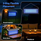 Solar Bug Zapper Outdoor, Wireless Portable Camping Mosquito Zapper 4500V For 3500 Sq.ft with Panel Sensor, Fly Traps with 10FT Extension Cord