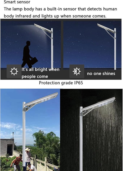 6000W Aluminum Frame LED Integrated Solar Street Light, IP65 Waterproof , Radar Sensor + Light Sensor, Dusk to Dawn Solar