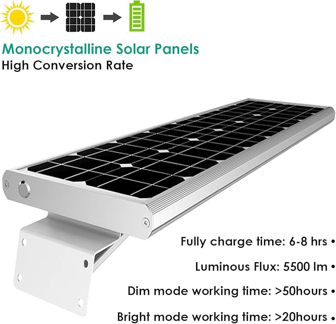 6000W Aluminum Frame LED Integrated Solar Street Light, IP65 Waterproof , Radar Sensor + Light Sensor, Dusk to Dawn Solar