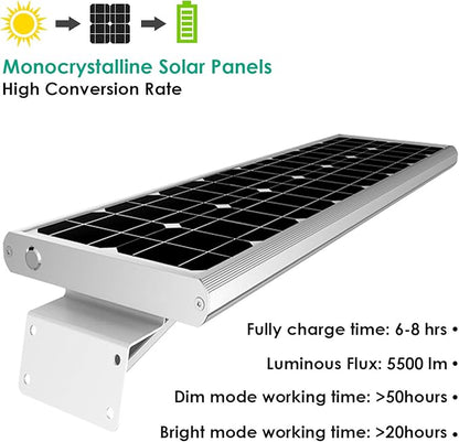 6000W Aluminum Frame LED Integrated Solar Street Light, IP65 Waterproof , Radar Sensor + Light Sensor, Dusk to Dawn Solar
