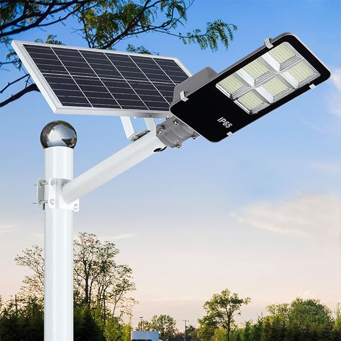 4400W Solar Street Lights Outdoor, Dusk to Dawn Solar Led Outdoor Light with Remote Control, 6500K Daylight White
