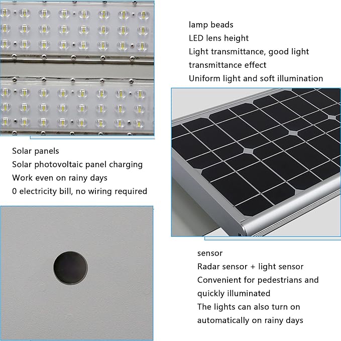 6000W Aluminum Frame LED Integrated Solar Street Light, IP65 Waterproof , Radar Sensor + Light Sensor, Dusk to Dawn Solar