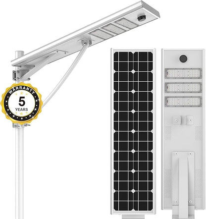 6000W Aluminum Frame LED Integrated Solar Street Light, IP65 Waterproof , Radar Sensor + Light Sensor, Dusk to Dawn Solar