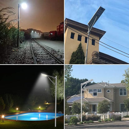 6000W Aluminum Frame LED Integrated Solar Street Light, IP65 Waterproof , Radar Sensor + Light Sensor, Dusk to Dawn Solar