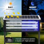 Solar Bug Zapper Outdoor, Wireless Portable Camping Mosquito Zapper 4500V For 3500 Sq.ft with Panel Sensor, Fly Traps with 10FT Extension Cord