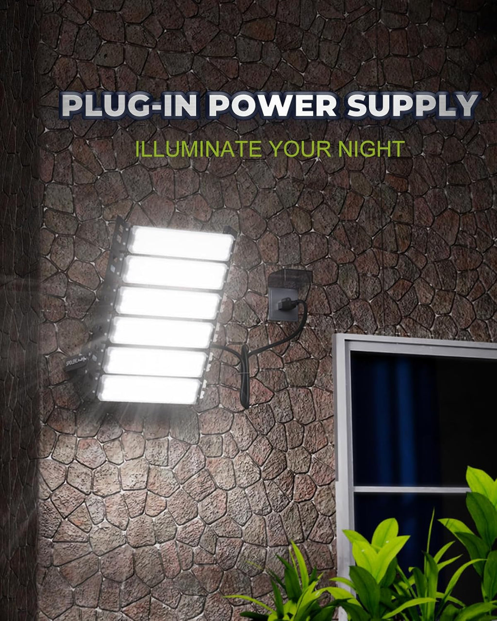 LED Stadium Flood Lights Hard Wire 300W Equivalent 48000LM Super Bright LED Arena Lights 85-305V IP66 Waterproof 6500K