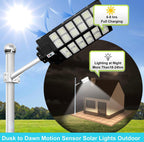 4800W LED Street Light Outdoor - [Warm White] 3000K Solar Street Lights , Dusk to Dawn, Motion Sensor With Remote