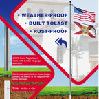 20 FT Flag Pole Heavy Duty Kit for Yard - Extra Thick Outdoor Flag Poles with 3x5 American Flag for Residential or Commercial