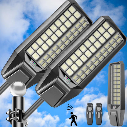 6500W Solar Street Light 7000K 800000LM Auto On/Off Dusk to Dawn IP67 Waterproof Motion Sensor