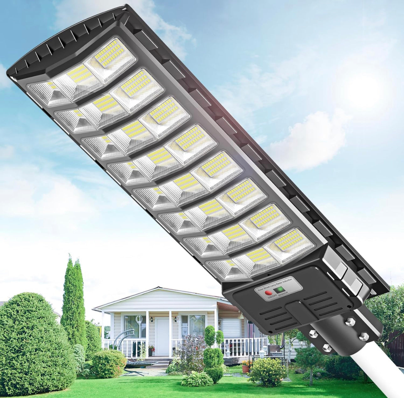 2200W Solar Street Light Parking Lot Lights, 6500K Solar Led Outdoor Lights, Solar Lights Outdoor Waterproof, Dusk to Dawn