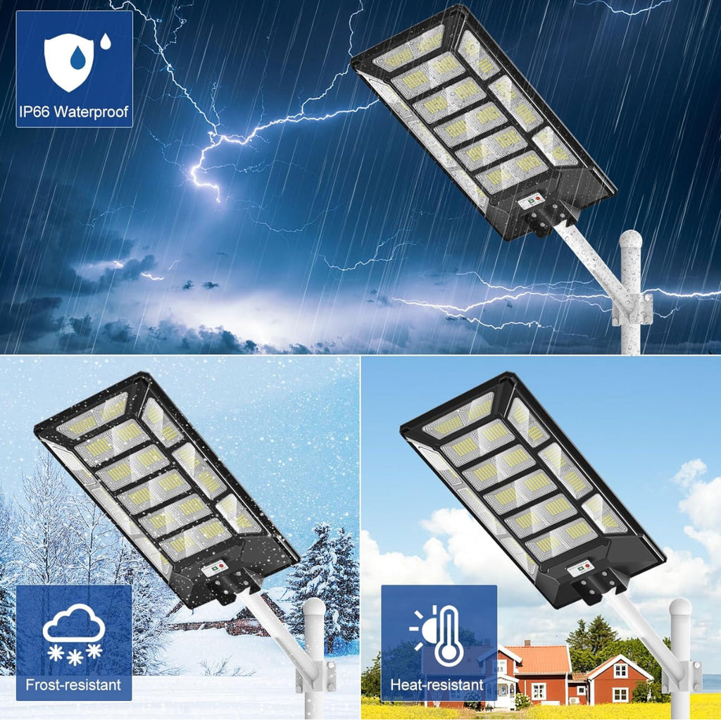 8800W Solar Street Lights Outdoor Waterproof 6500K Dusk to Dawn 180000 Lumen Motion Sensor Super Bright Solar Parking Lot Light