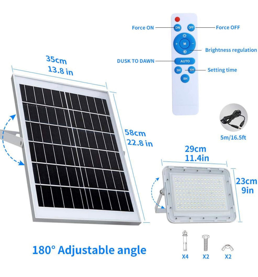 2300W LED Solar Aluminum Frame Flood Lights,24000LM Street Flood Light Waterproof with Remote Control