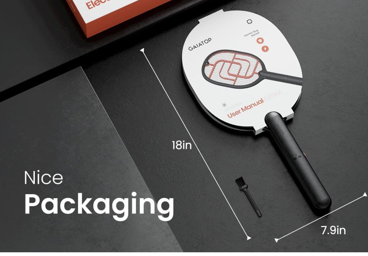 Electric Fly Swatter, 3200V Battery Powered Handheld Fly Zapper, 3-Layer Protection Grid Bug Zapper Racket for Home Bedroom Kitchen Office Backyard Patio Indoor Outdoor