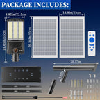 9500W Aluminum Solar Street Lights Outdoor, 500000LM High Powered Commercial Parking Lot Lights 6500K Dusk to Dawn with Remote
