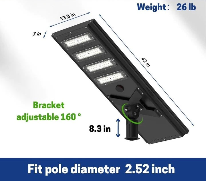 8500W Commercial Solar Power LED Parking Lot / Street/ Arena Light 160000 Lumen - (Black)