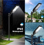 2-Pack Solar Street Lights Outdoor Waterproof,6000LM Dusk to Dawn,6500K Motion Sensor with Remote Control