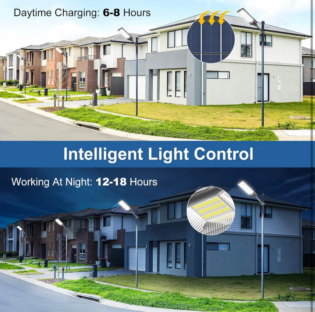 2200W Solar Street Light Parking Lot Lights, 6500K Solar Led Outdoor Lights, Solar Lights Outdoor Waterproof, Dusk to Dawn