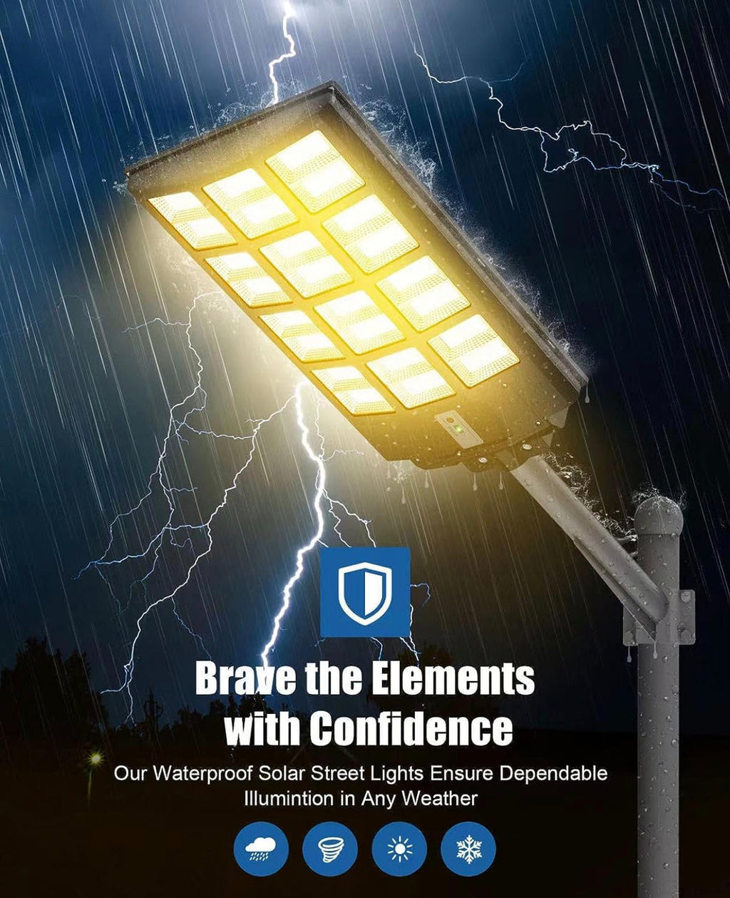 4800W LED Street Light Outdoor - [Warm White] 3000K Solar Street Lights , Dusk to Dawn, Motion Sensor With Remote