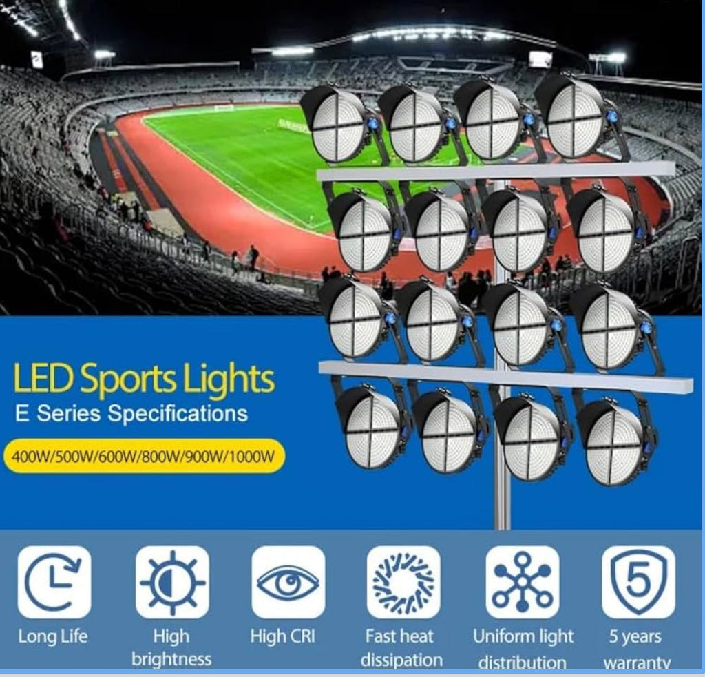 600W LED Stadium Light Ultra-Bright, 90000LM, Waterproof, IP66, 5000K Color Temperature, for Stadium, Basketball, Football Court