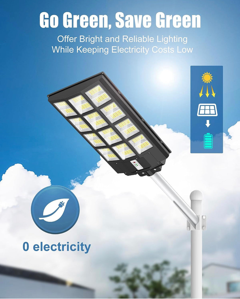 4800W LED Street Light Outdoor - [Warm White] 3000K Solar Street Lights , Dusk to Dawn, Motion Sensor With Remote