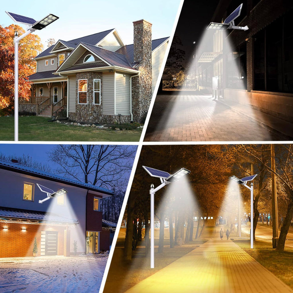 4400W Solar Street Lights Outdoor, Dusk to Dawn Solar Led Outdoor Light with Remote Control, 6500K Daylight White