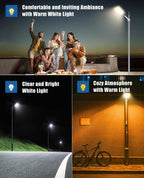 4800W LED Street Light Outdoor - [Warm White] 3000K Solar Street Lights , Dusk to Dawn, Motion Sensor With Remote