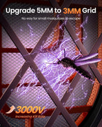 Electric Fly Swatter, 3200V Battery Powered Handheld Fly Zapper, 3-Layer Protection Grid Bug Zapper Racket for Home Bedroom Kitchen Office Backyard Patio Indoor Outdoor