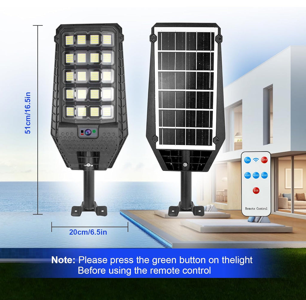 2 Pack 1500W Solar Motion Lights Outdoor, 400 LED Parking Lot Lights Outdoor, IP65 Solar Street Lights Outdoor Waterproof