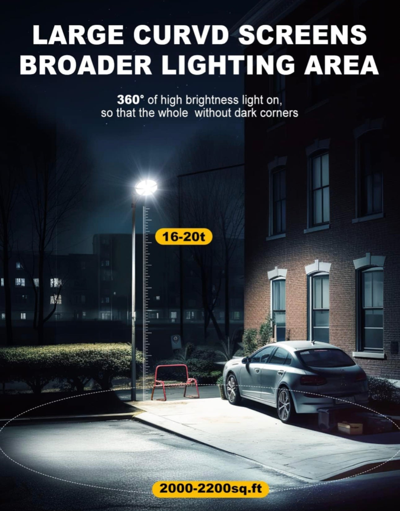 6000W Solar Street Light Outdoor Waterproof -Radar & Motion Sensing, Remote Control with 360° Wide Angle Lighting