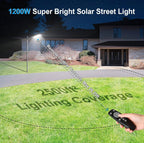 7200W Commercial Solar Street Light , 100000LM Parking Lot Light Dusk to Dawn With Remote