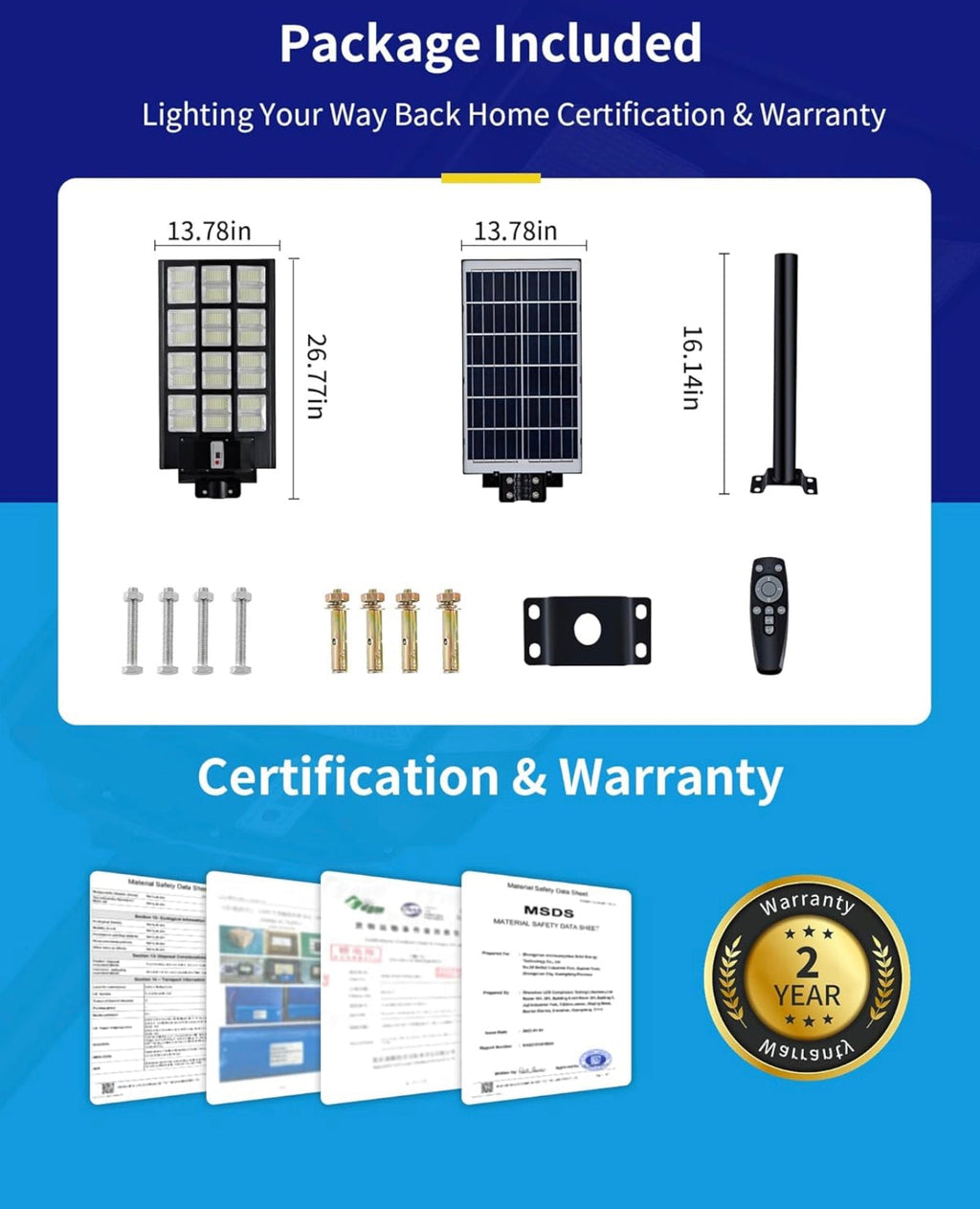7200W Commercial Solar Street Light , 100000LM Parking Lot Light Dusk to Dawn With Remote