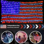 Oversize American Flag Solar Lights 420 Super Bright LEDs 2-in-1 Solar Powered and Plug in Flag Light