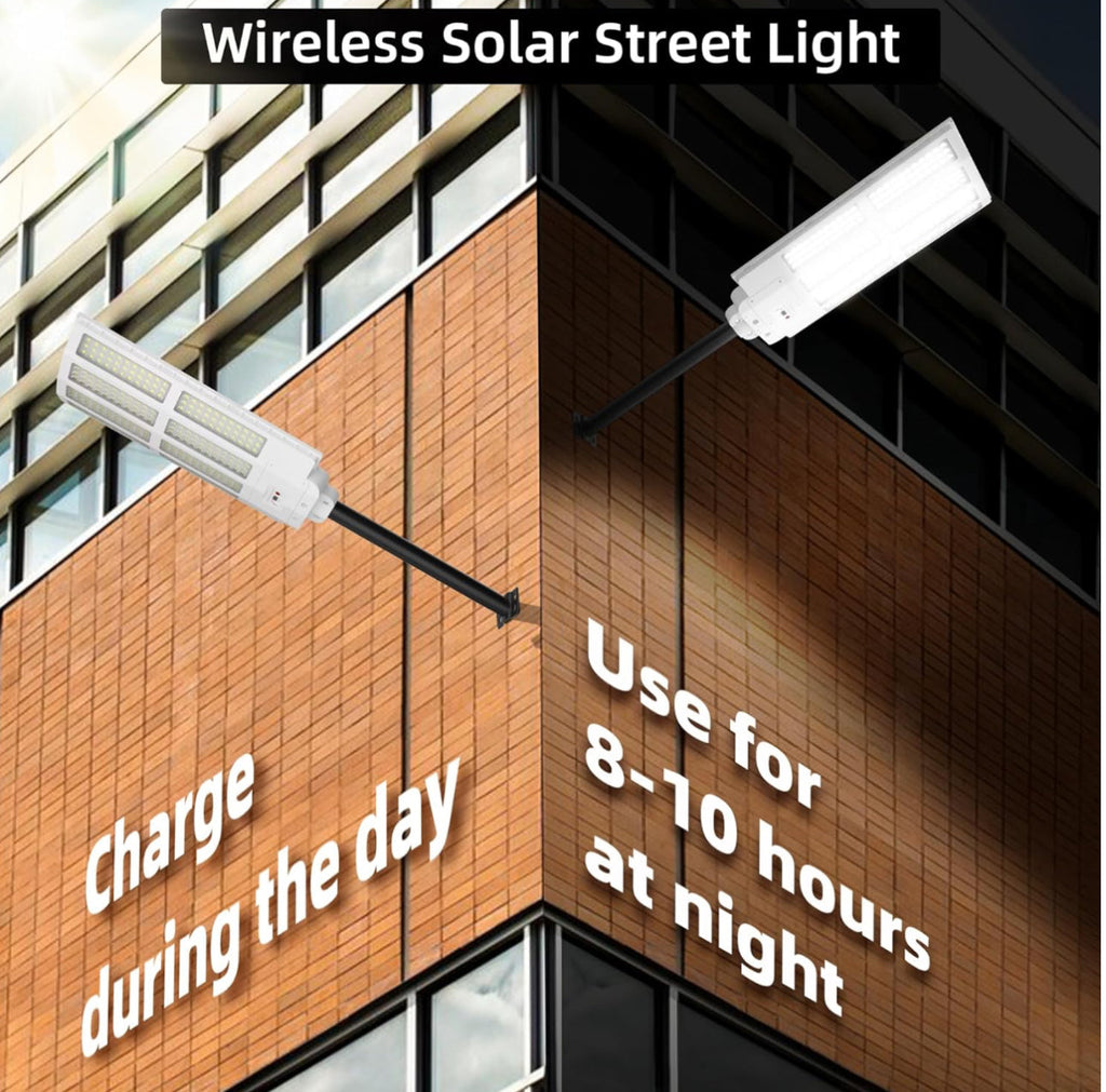 2500W Solar Street Light Outdoor Waterproof, 6500K Motion Sensor Lights Dusk to Dawn, 200,000LM Wall Light with Remote Control