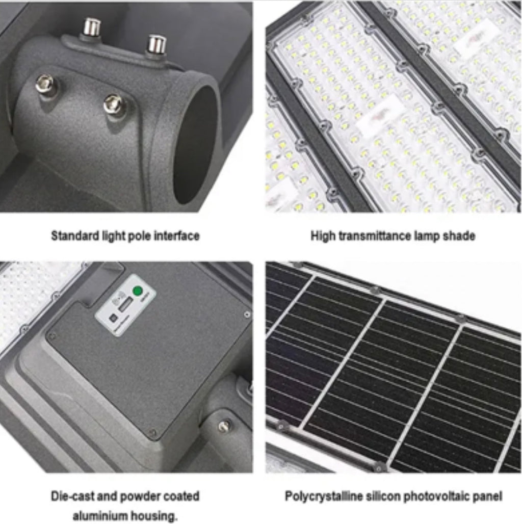 9000W Aluminum Frame All In One Solar Street /Parking Lights Motion Sensor, Dusk to Dawn 180000LM with Remote Control