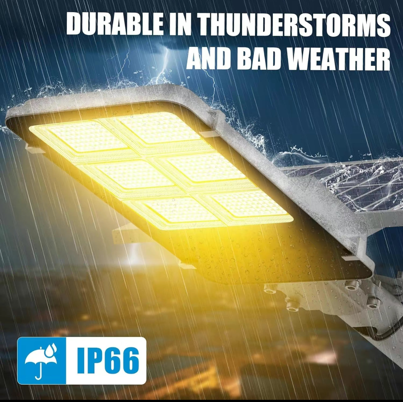 3800W Tri-Color Solar Street Lights Outdoor - Multi-Color
Adjustable Lighting - 7000K LED Street Light with Remote Control - Ideal for Parking Lot, Yard, Plaza - solar parking lot lights