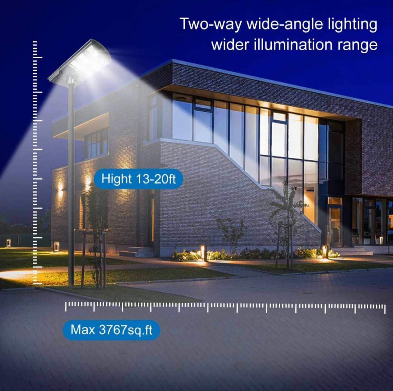 2600W Solar Street Lights Outdoor,Solar Security Flood Lights 42000lumens 6500K Dusk to Dawn Without Motion Sensor IP66 Waterproof for Parking Lot,Stadium,Garden,Yard,Basketball