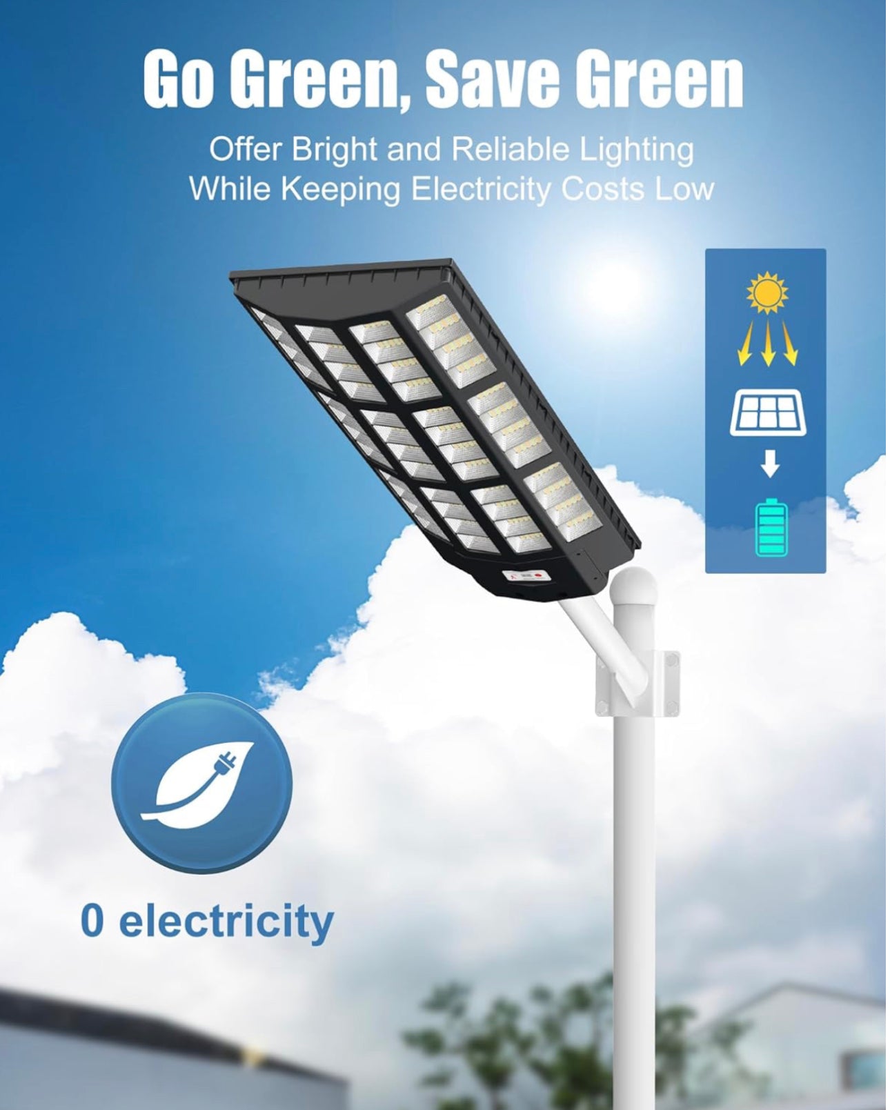 9000W Solar Street Light - Tri-Color 3000K/4000K/6500K Dimmable Solar Motion Sensor Light Outdoor, IP66 Waterproof Solar Dusk to Dawn Lights