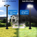 3500W Commercial Solar Round 360° Wide Angle Pole Outdoor Lamp Post Light with 98 inch Pole IP67 Waterproof With Remote