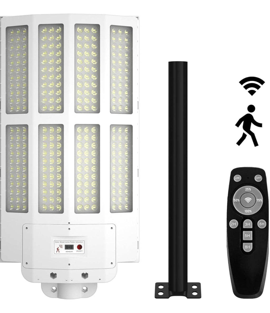 2500W Solar Street Light Outdoor Waterproof, 6500K Motion Sensor Lights Dusk to Dawn, 200,000LM Wall Light with Remote Control