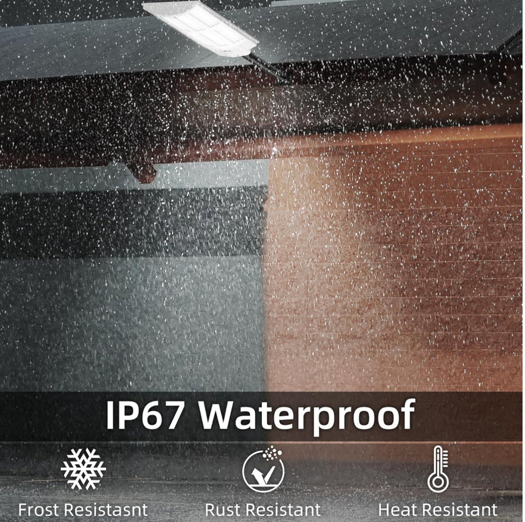 2500W Solar Street Light Outdoor Waterproof, 6500K Motion Sensor Lights Dusk to Dawn, 200,000LM Wall Light with Remote Control