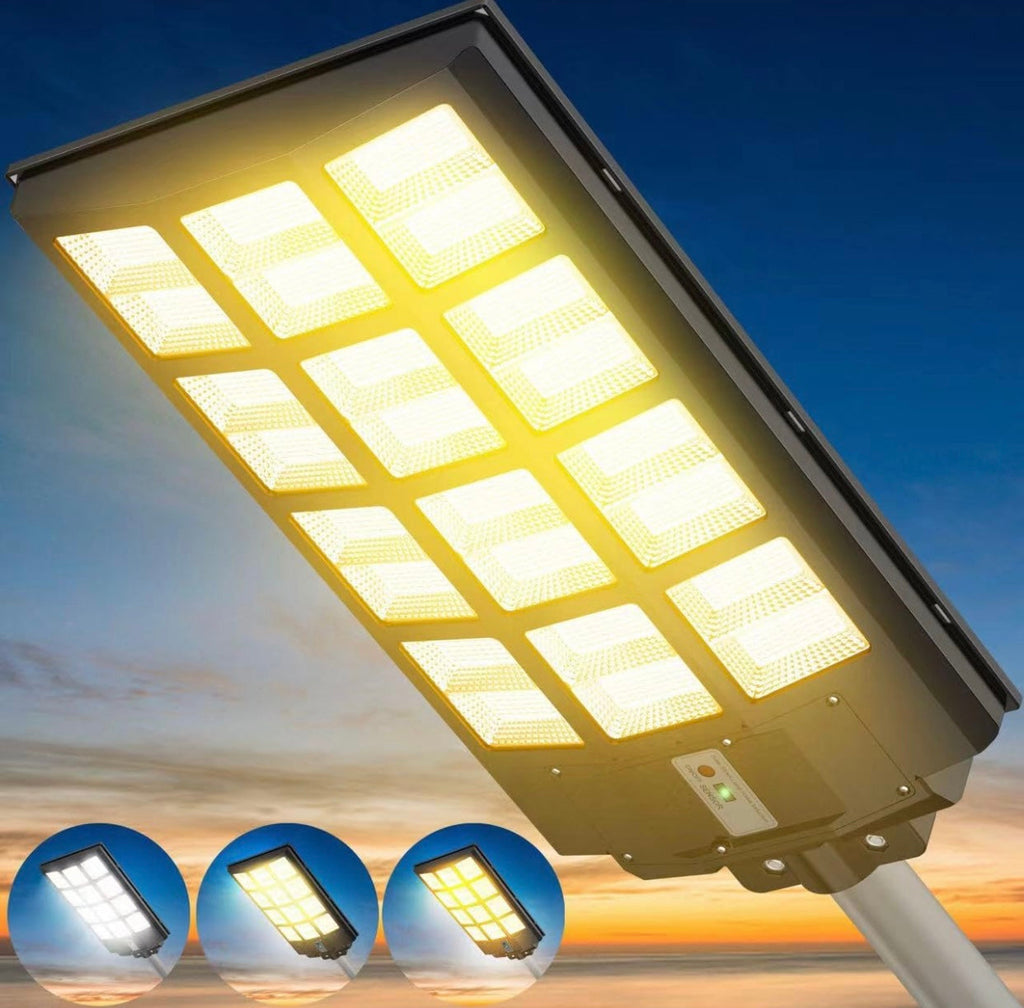 4800W LED Street Light Outdoor - [Warm White] 3000K Solar Street Lights , Dusk to Dawn, Motion Sensor With Remote