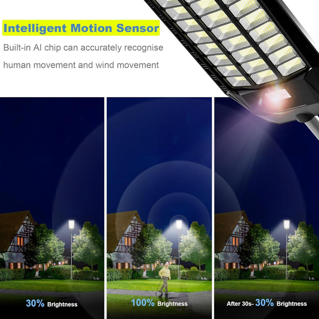 9000W Solar Street Light, 180000 Lumens Dusk to Dawn Street Lights Solar Powered Motion Sensor