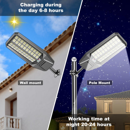 6500W Solar Street Light 7000K 800000LM Auto On/Off Dusk to Dawn IP67 Waterproof Motion Sensor
