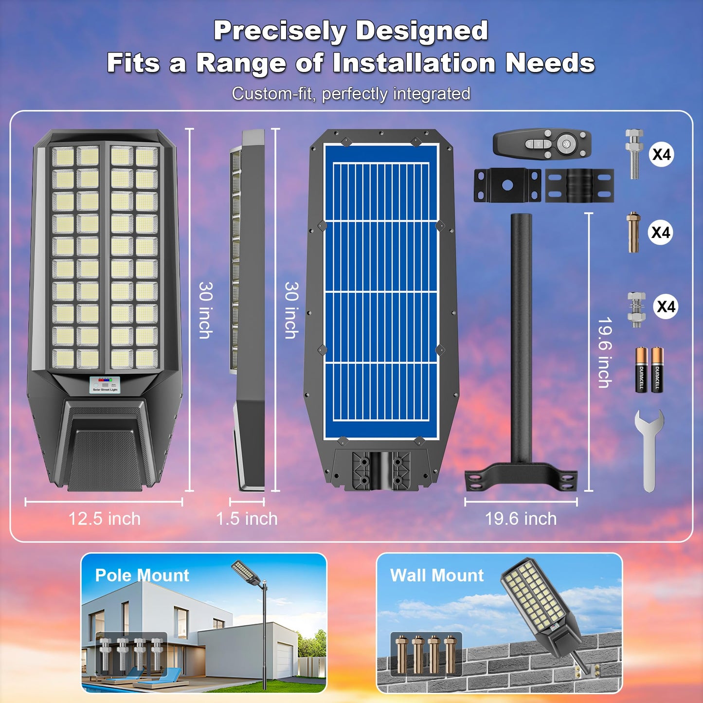 6500W Solar Street Light 7000K 800000LM Auto On/Off Dusk to Dawn IP67 Waterproof Motion Sensor