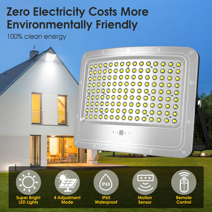 5000W LED Solar Flood Lights,242 LED Street Flood Light Waterproof with Remote Control and 16.4 Ft Cables