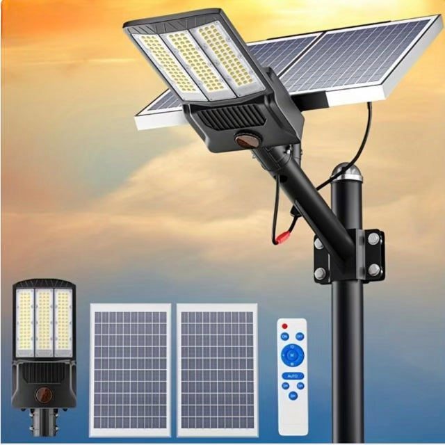 9500W Aluminum Solar Street Lights Outdoor, 500000LM High Powered Commercial Parking Lot Lights 6500K Dusk to Dawn with Remote