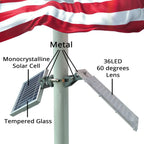 280W Solar Metal Flag Pole Light,36LED for Max 3inch Pole 2000 Lumen Auto On/Off Dust to Dawn